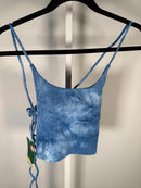 NWT Halara Blue Tie-Dye Cropped Tank Top with Adjustable Back Size Small