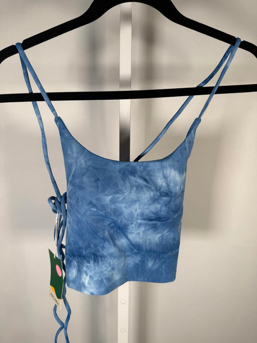 NWT Halara Blue Tie-Dye Cropped Tank Top with Adjustable Back Size Small