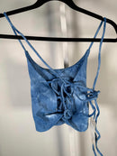 NWT Halara Blue Tie-Dye Cropped Tank Top with Adjustable Back Size Small