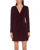 NWT The Kooples Velvet Faux Wrap Mini Dress US Small / FR 1 Burgundy