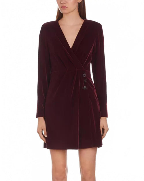 NWT The Kooples Velvet Faux Wrap Mini Dress US Small / FR 1 Burgundy