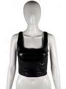 LBLC The Label Benny Faux Leather Bustier Top Black Size XS