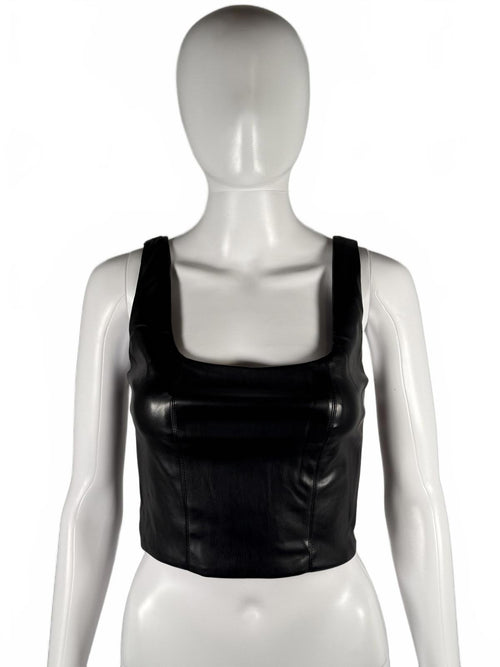 LBLC The Label Benny Faux Leather Bustier Top Black Size XS
