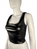 LBLC The Label Benny Faux Leather Bustier Top Black Size XS