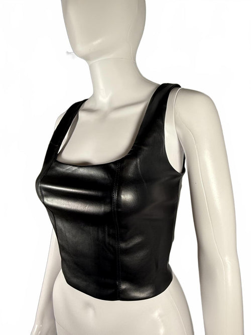 LBLC The Label Benny Faux Leather Bustier Top Black Size XS