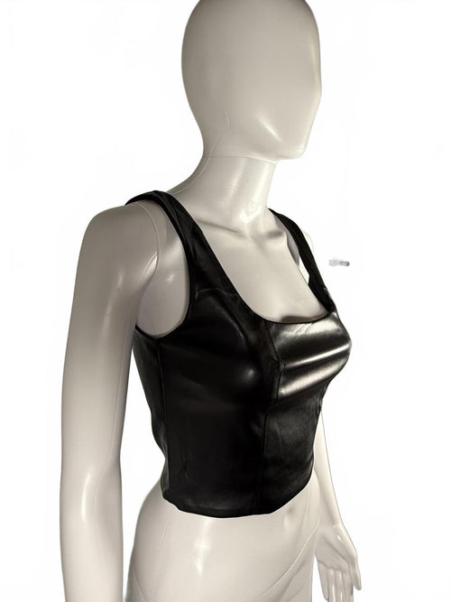 LBLC The Label Benny Faux Leather Bustier Top Black Size XS