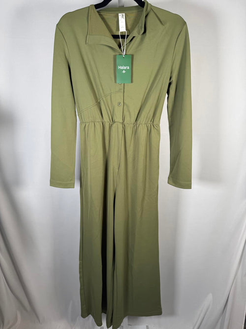 NWT Halara Olive Green Long Sleeve Collared Jumpsuit Size XS