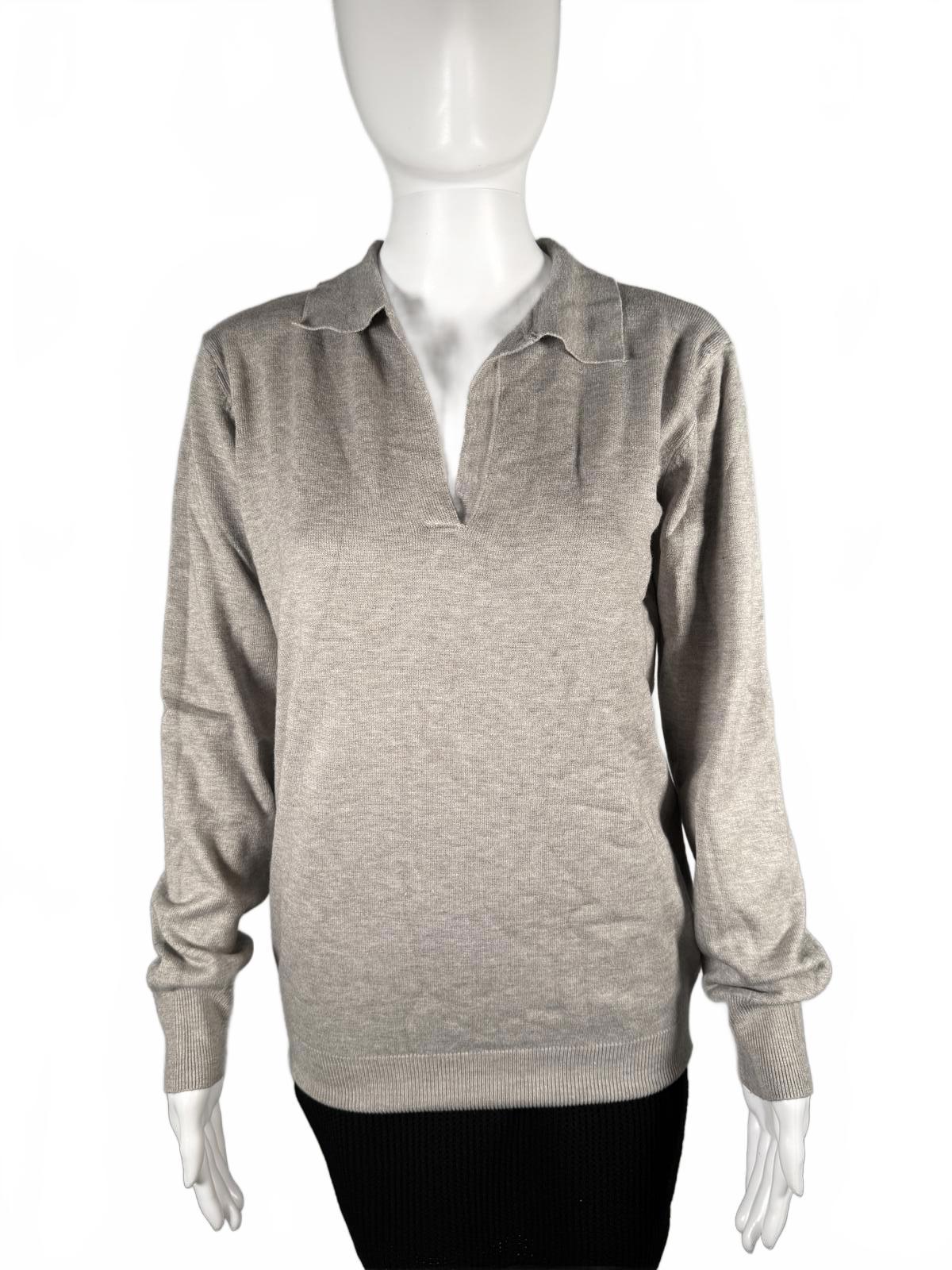 NWT LBLC The Label Womens Heather Grey Christina Collared V Neck Top Size Large
