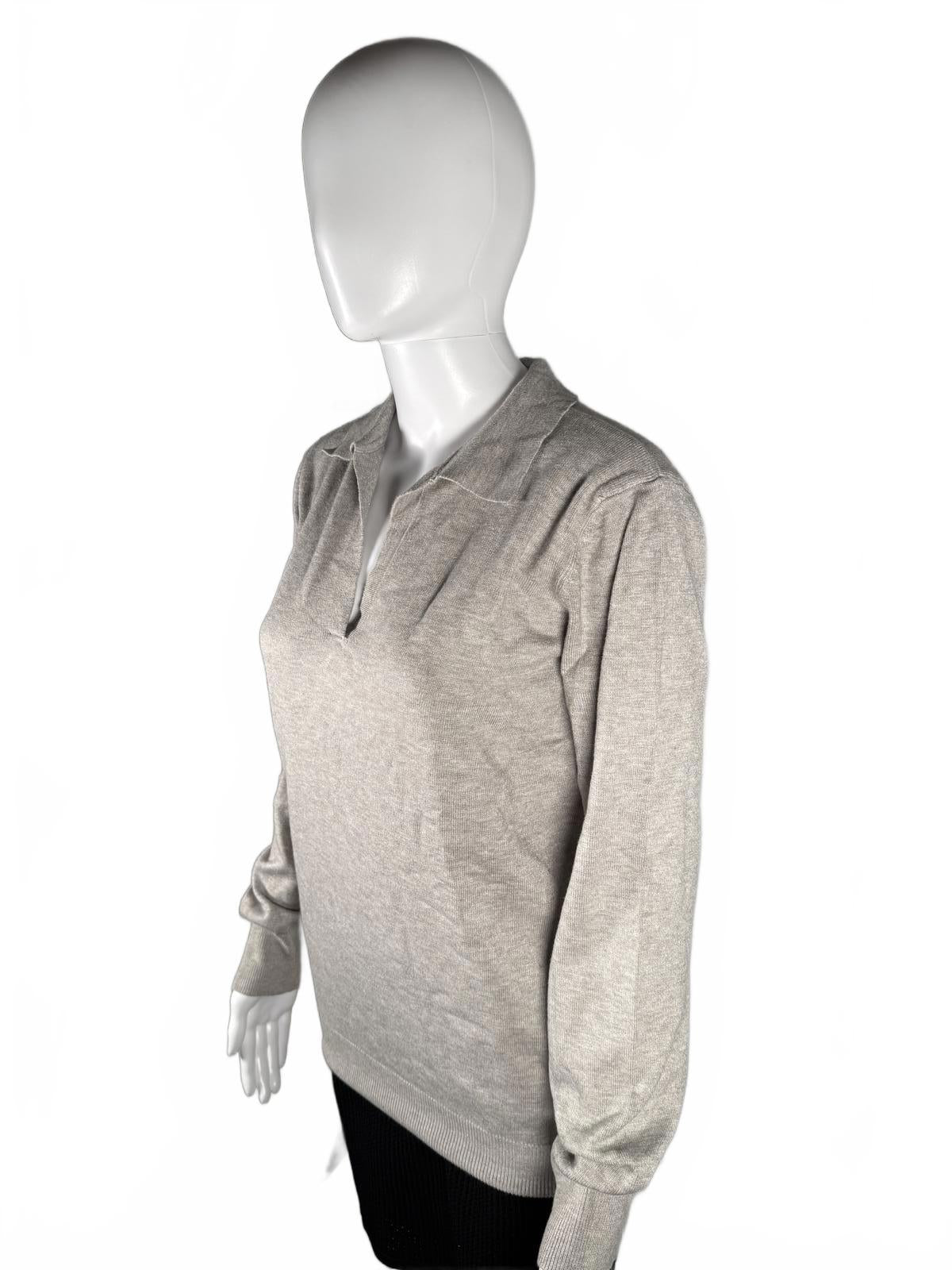 NWT LBLC The Label Womens Heather Grey Christina Collared V Neck Top Size Large