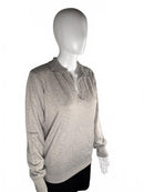 NWT LBLC The Label Womens Heather Grey Christina Collared V Neck Top Size Large