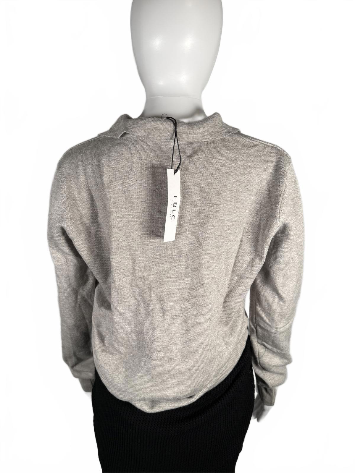 NWT LBLC The Label Womens Heather Grey Christina Collared V Neck Top Size Large