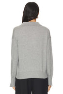 NWT LBLC The Label Womens Heather Grey Christina Collared V Neck Top Size Large