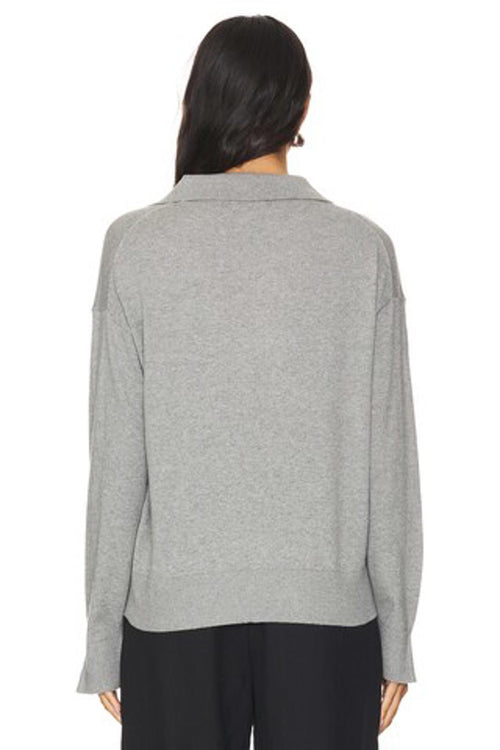 NWT LBLC The Label Womens Heather Grey Christina Collared V Neck Top Size Large