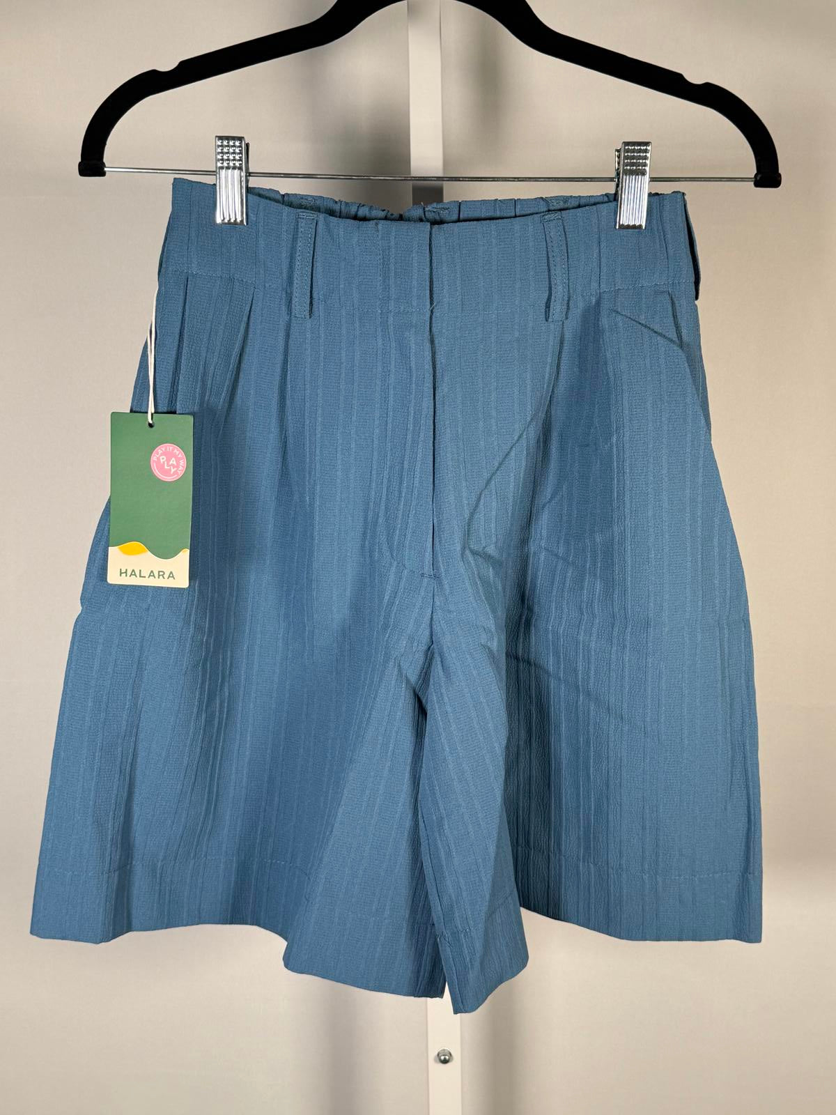 NWT Halara High Waisted Pocket Wide Leg Casual Linen-Feel Bermuda Shorts Size XS