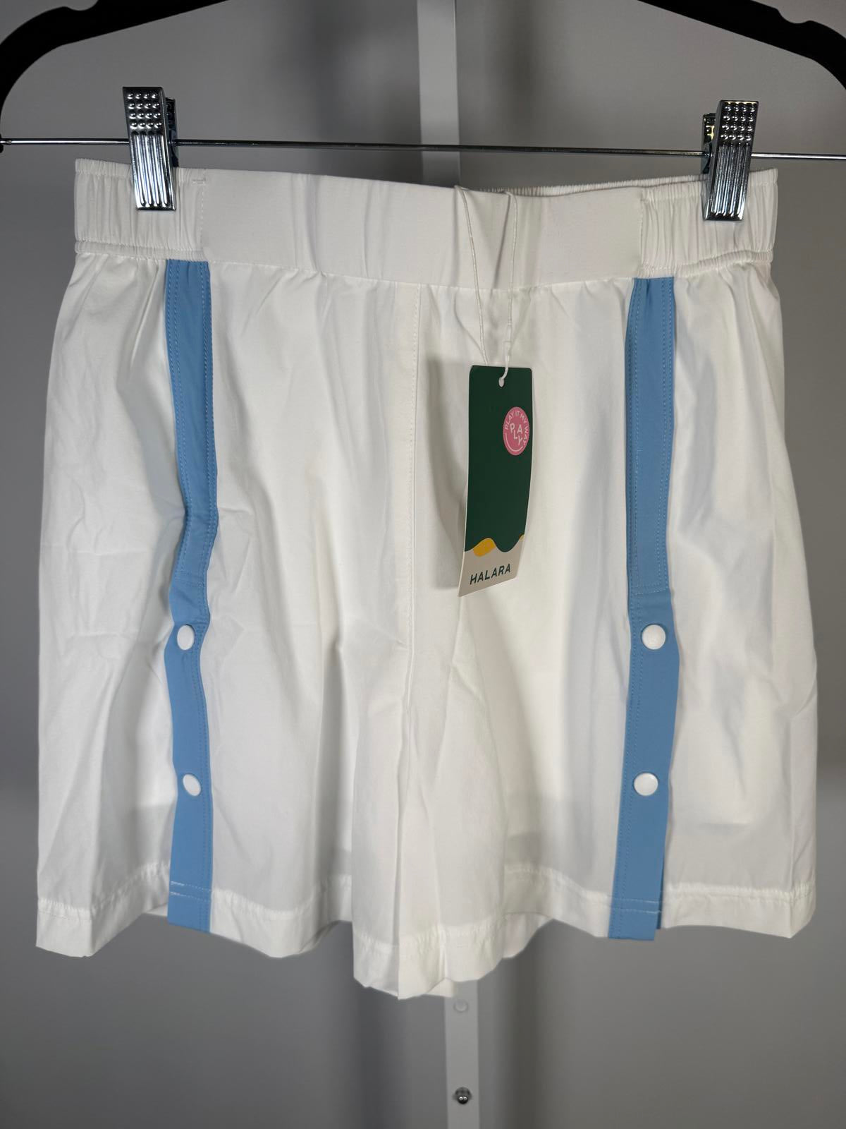 NWT Halara Women's Casual White Shorts with Light Blue Stripe Detail Size XS
