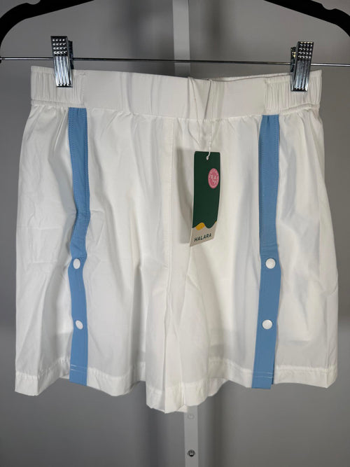 NWT Halara Women's Casual White Shorts with Light Blue Stripe Detail Size XS