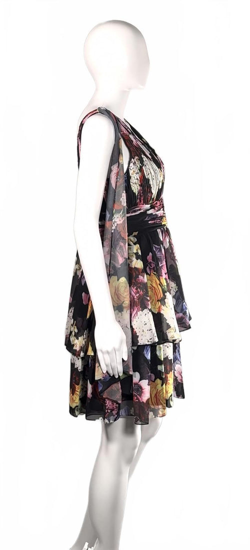 NWT Mac Duggal Tiered Floral A-Line Mini Dress Size 6