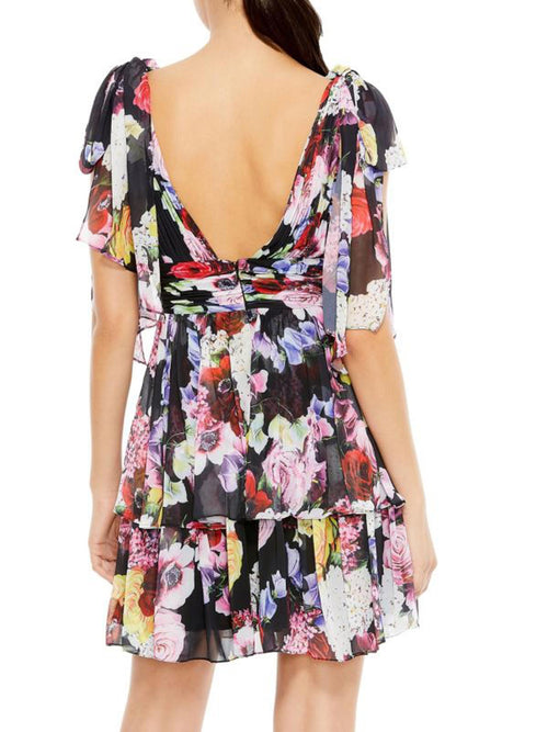 NWT Mac Duggal Tiered Floral A-Line Mini Dress Size 6