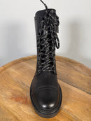 Casadei Love Calf Nero NWB Combat Boot / Lace-Up Leather Boot Women's Size 5
