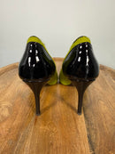 Giuseppe Zanotti Lime Green NWB Suede Black Patent Cap Toe Pointed Pumps Size 5