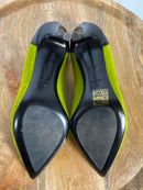 Giuseppe Zanotti Lime Green NWB Suede Black Patent Cap Toe Pointed Pumps Size 5