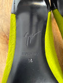Giuseppe Zanotti Lime Green NWB Suede Black Patent Cap Toe Pointed Pumps Size 5