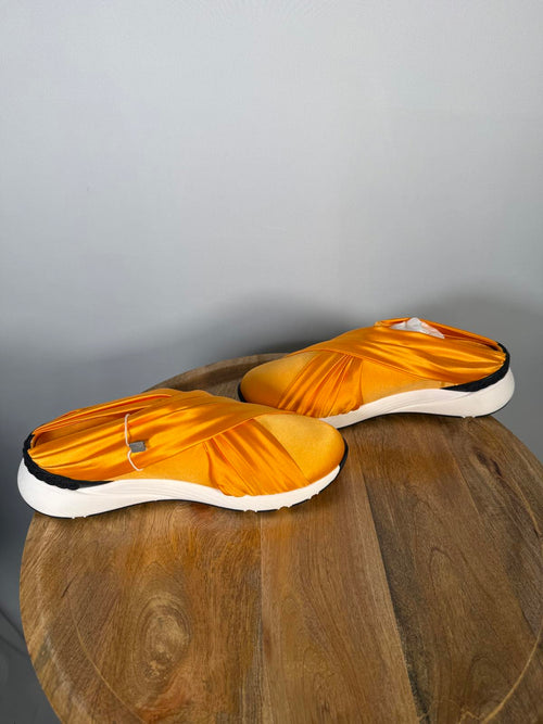 Casadei Orange NWB Satin Slip-On Sneakers Womens Designer US Size 5 EU 35 $600