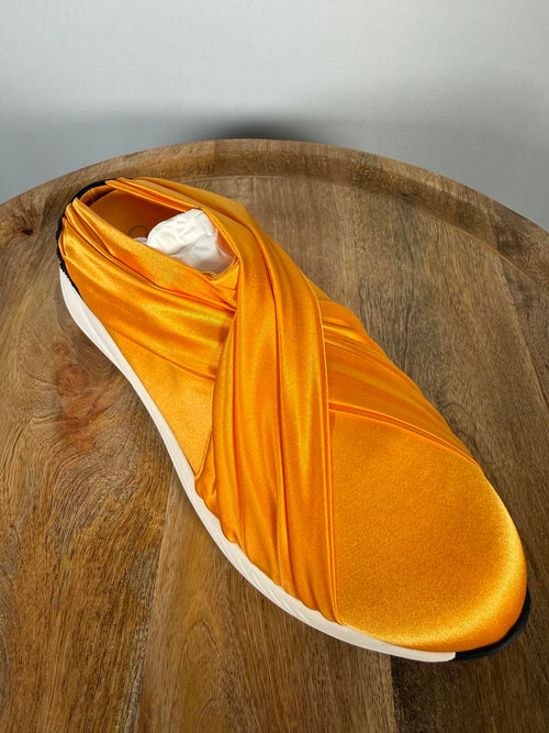 Casadei Orange NWB Satin Slip-On Sneakers Women’s Luxury Designer Size 7