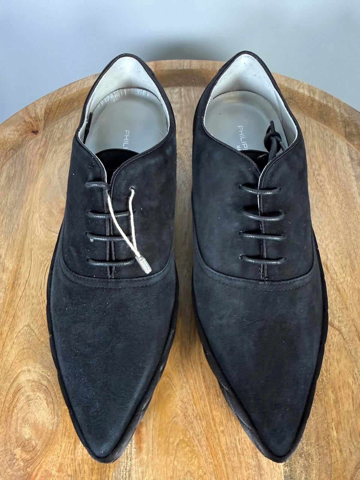 Philippe Model Black NWB Suede Pointed-Toe Lace-Up Oxfords Women’s US 5