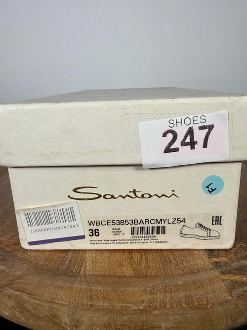 Santoni Teal Pebbled NWB Leather Low-Top Sneakers Women’s US 6 Luxury Designer