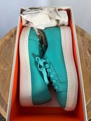 Santoni Teal Pebbled NWB Leather Low-Top Sneakers Women’s US 6 Luxury Designer
