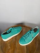 Santoni Teal Pebbled NWB Leather Low-Top Sneakers Women’s US 6 Luxury Designer
