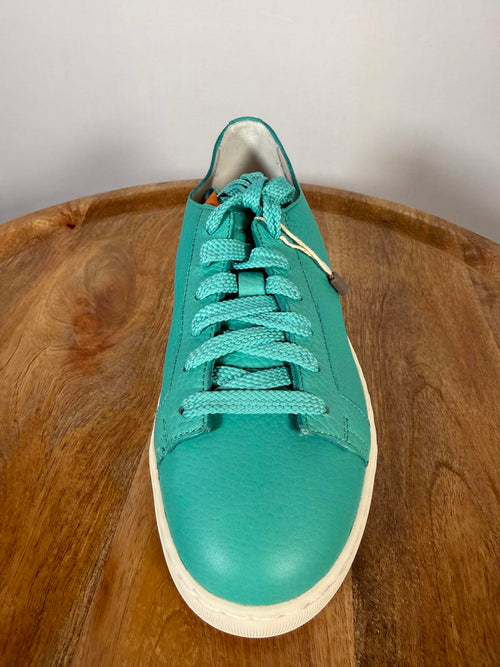 Santoni Teal Pebbled NWB Leather Low-Top Sneakers Women’s US 6 Luxury Designer