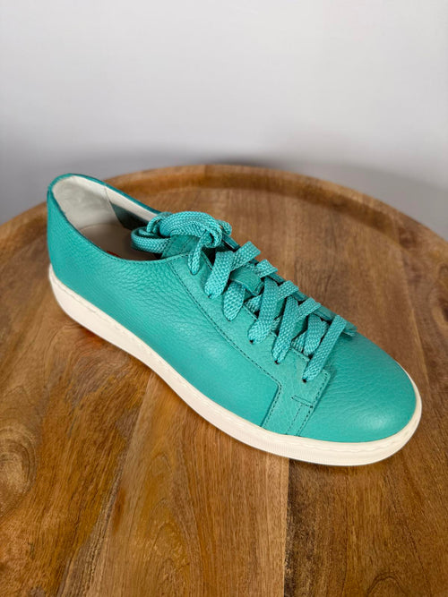 Santoni Teal Pebbled NWB Leather Low-Top Sneakers Women’s US 6 Luxury Designer
