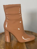 NWB Steve Madden Fulton Camel Patent Square Toe Mid-Calf Boots Size 8.5