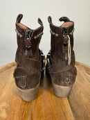 NWB Twin-Set TEXANO Dark Brown Suede Western Ankle Boots Size 5 Luxury Designer