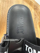 NWB Tommy Jeans Black Pink Braided Strap Slide Sandals Women’s Designer Size 6