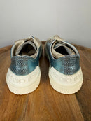 Sergio Rossi Metallic Blue Leather Sneakers EU 35 US 5 Lace Up Women’s NWB