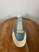 Sergio Rossi Metallic Blue Leather Sneakers EU 35 US 5 Lace Up Women’s NWB