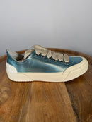 Sergio Rossi Metallic Blue Leather Sneakers EU 35 US 5 Lace Up Women’s NWB