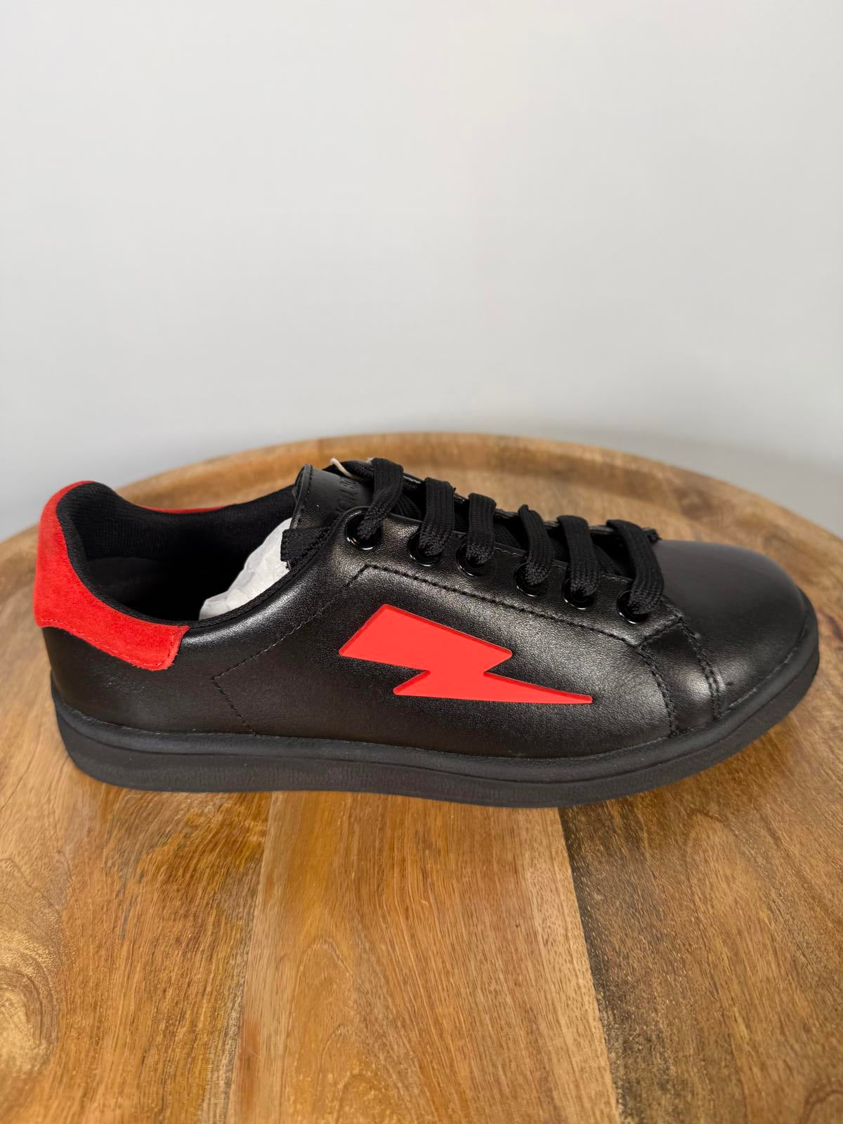 Neil Barrett Thunderbolt Sneakers EU 36 US 6 Black Red Leather Women’s NWB