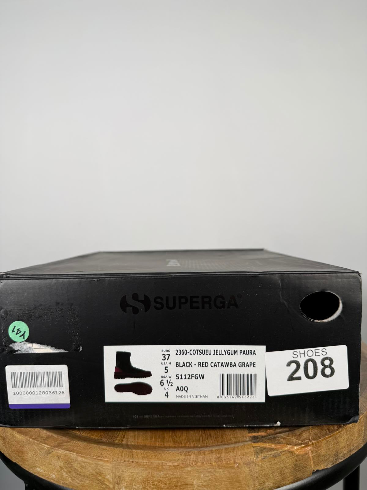 PAURA x Superga 2360 Cotsu Boots US 6.5 EU 37 Black Red Jellygum Zip Lace Up NWB