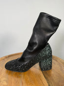 Premiata Sock Ankle Boots EU 35 US 5 Black Crystal Glitter Block Heel Womens NWB