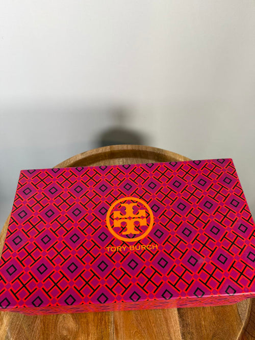 Tory Burch Lila Spotted Haircalf Loafers Burgundy Patent Leather US 5 Womens NWB