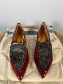 Tory Burch Lila Spotted Haircalf Loafers Burgundy Patent Leather US 5 Womens NWB