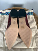 Tory Burch Lila Spotted Haircalf Loafers Burgundy Patent Leather US 5 Womens NWB