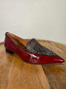 Tory Burch Lila Spotted Haircalf Loafers Burgundy Patent Leather US 5 Womens NWB