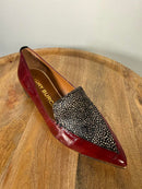 Tory Burch Lila Spotted Haircalf Loafers Burgundy Patent Leather US 5 Womens NWB