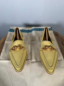 Tory Burch Butter Yellow Twisted Horsebit Pointed Toe Loafers Flats US 5.5 NWB