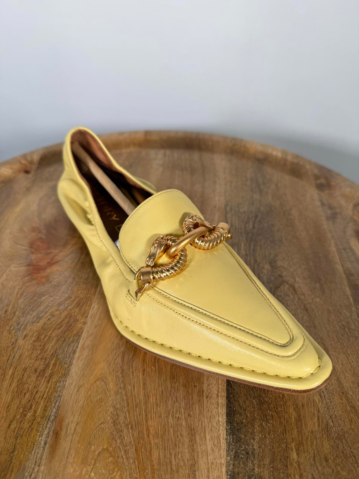 Tory Burch Butter Yellow Twisted Horsebit Pointed Toe Loafers Flats US 5.5 NWB